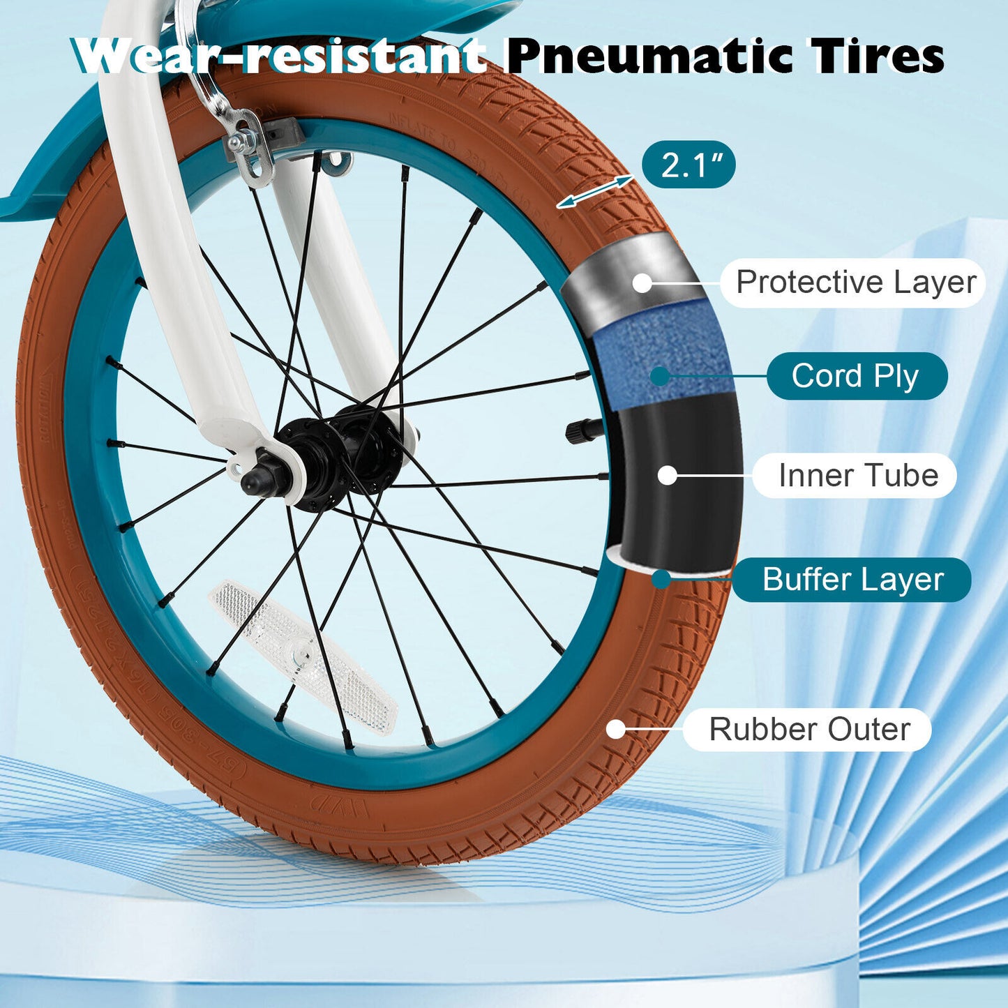 16 Inch Kids Bike, Front Handbrake, 2 Training Wheels, Turquoise Kids Bike at Gallery Canada