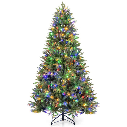5/6/7 Feet Pre-lit Artificial Christmas Tree with Branch Tips and LED Lights-7 ft, Green
