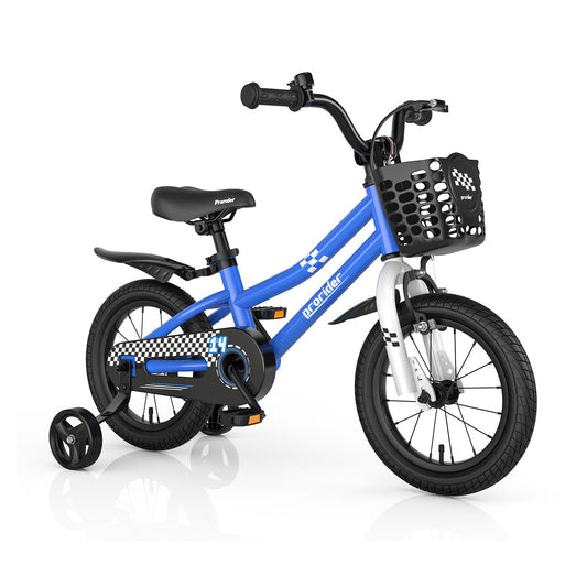 14 Inch Kids Bike with 2 Training Wheels for 3-5 Years Old, Navy