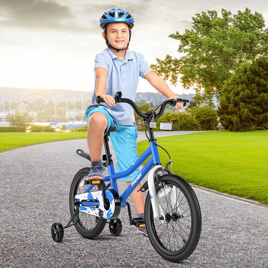 18 Feet Kids Bike with Removable Training Wheels, Blue Kids Bike Blue at Gallery Canada
