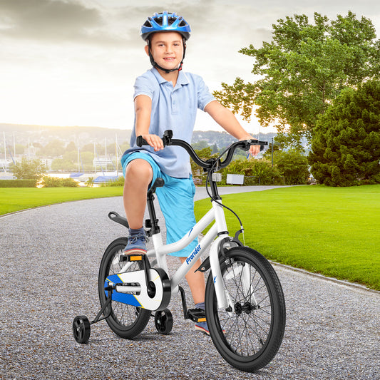 18 Feet Kids Bike, Removable Training Wheels, White Kids Bike White at Gallery Canada