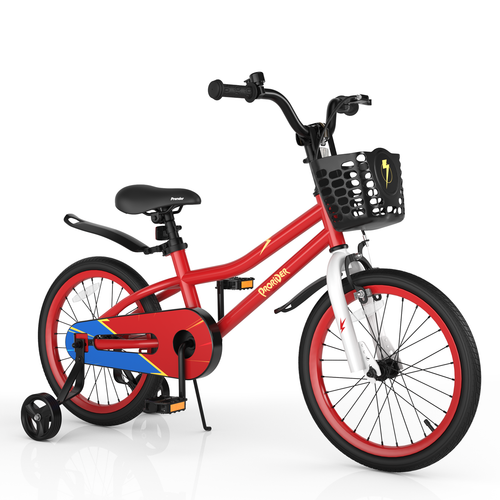 18 Feet Kids Bike with Removable Training Wheels, Red