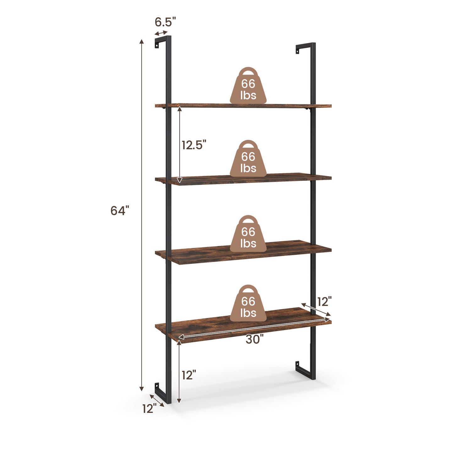 4-Tier Industrial Ladder Bookshelf with Metal Frame - Gallery Canada