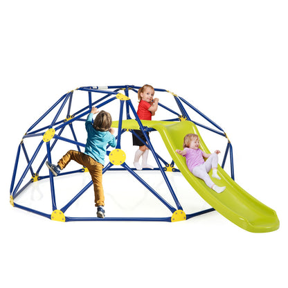 Kids Climbing Dome with Slide and Fabric Cushion for Garden Yard, Blue