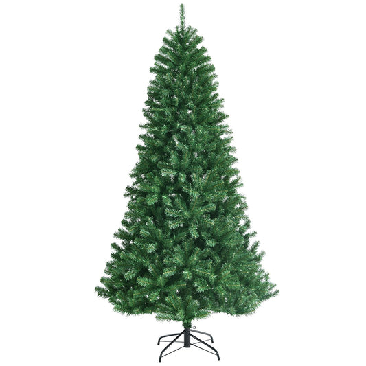 Artificial Hinged Christmas Tree with Remote-controlled Color-changing LED Lights-7', Green