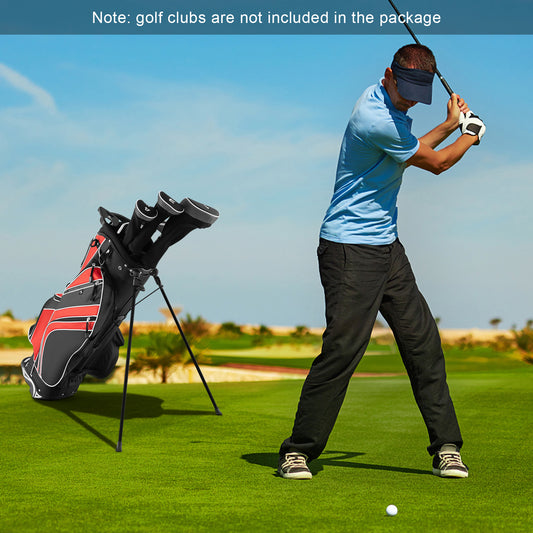 Golf Stand Cart Bag, 6 Way Divider, Carry Pockets, Red Golf Red at Gallery Canada