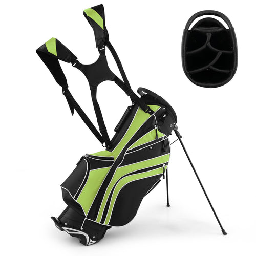 Golf Stand Cart Bag with 6 Way Divider Carry Pockets, Green