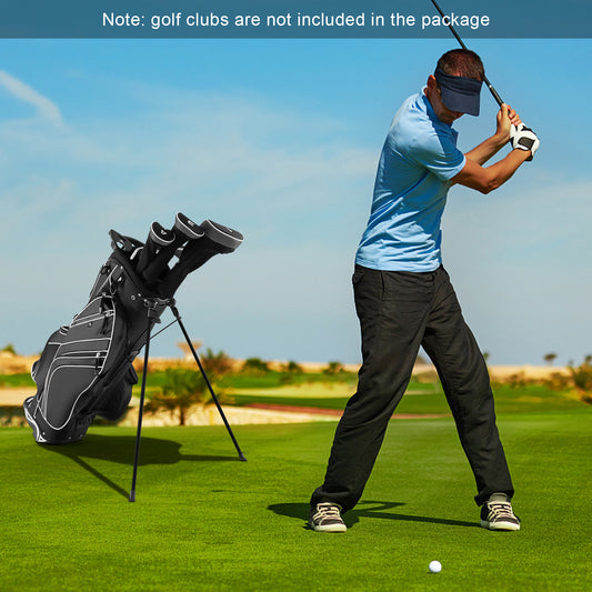 Golf Stand Cart Bag with 6-Way Divider Carry Pockets, Black Golf Black at Gallery Canada