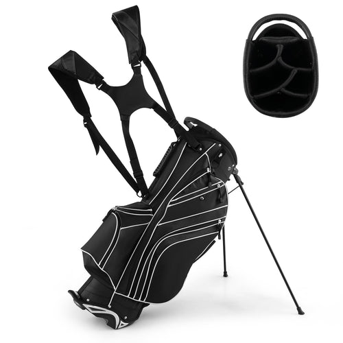 Golf Stand Cart Bag with 6 Way Divider Carry Pockets, Black