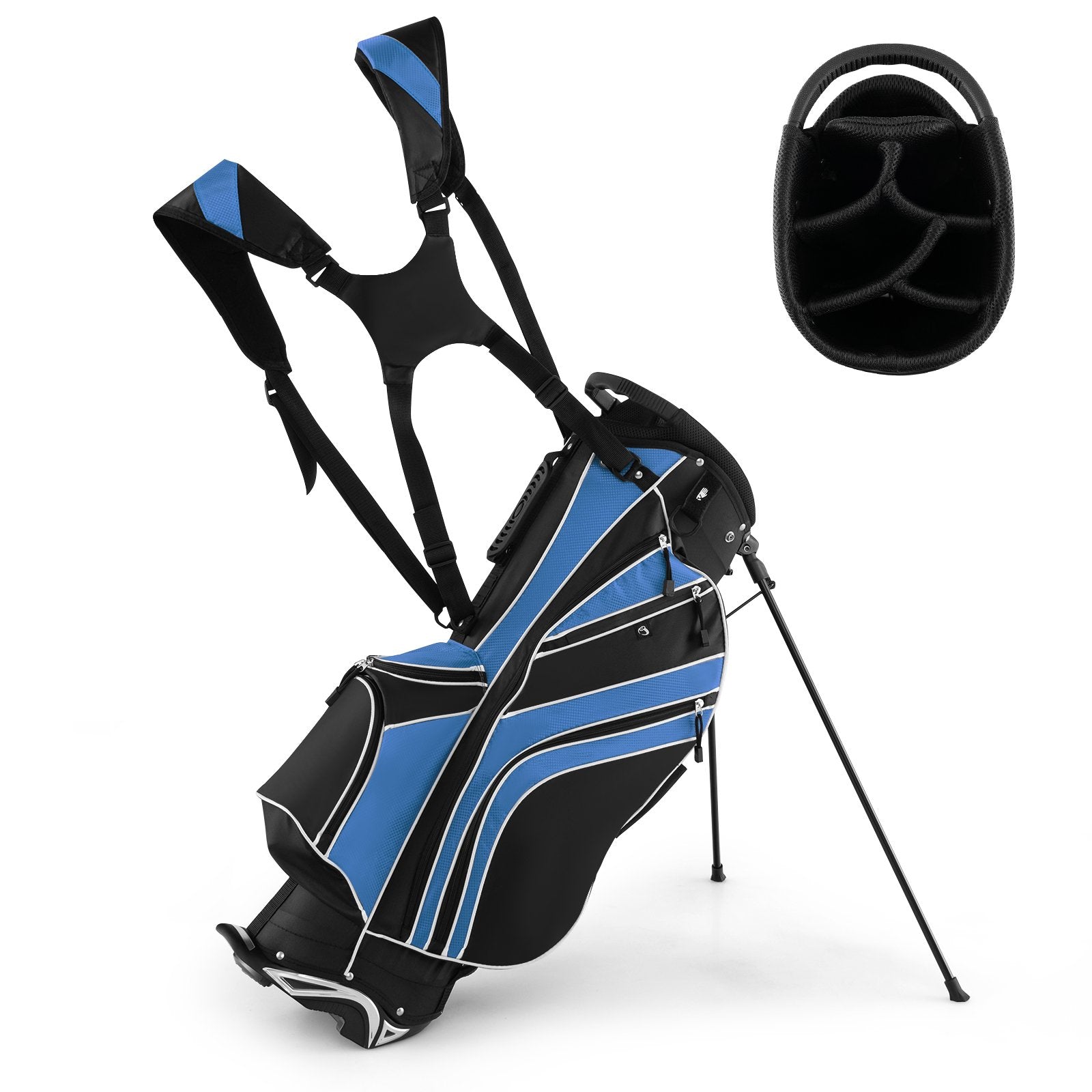 Golf Stand Cart Bag with 6-Way Divider Carry Pockets, Blue at Gallery Canada