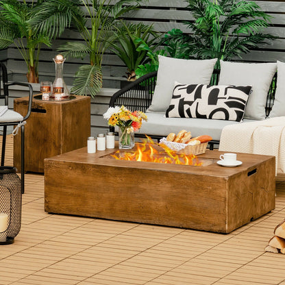 48 x 27Inch Outdoor Gas Fire Pit Table 50 000 BTU with Lava Rocks and Cover, Brown at Gallery Canada