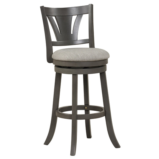 26.5"/30.5" Swivel Bar Stool with Backrest Soft Cushioned Seat and Footrest Gray-30.5 inches, Gray