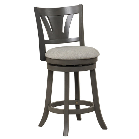 26.5"/30.5" Swivel Bar Stool with Backrest Soft Cushioned Seat and Footrest Gray-26.5 inches, Gray