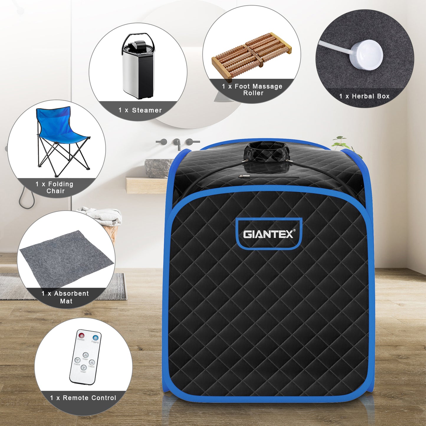 Portable Personal Steam Sauna Spa with Steamer Chair, Black Spa & Salon at Gallery Canada