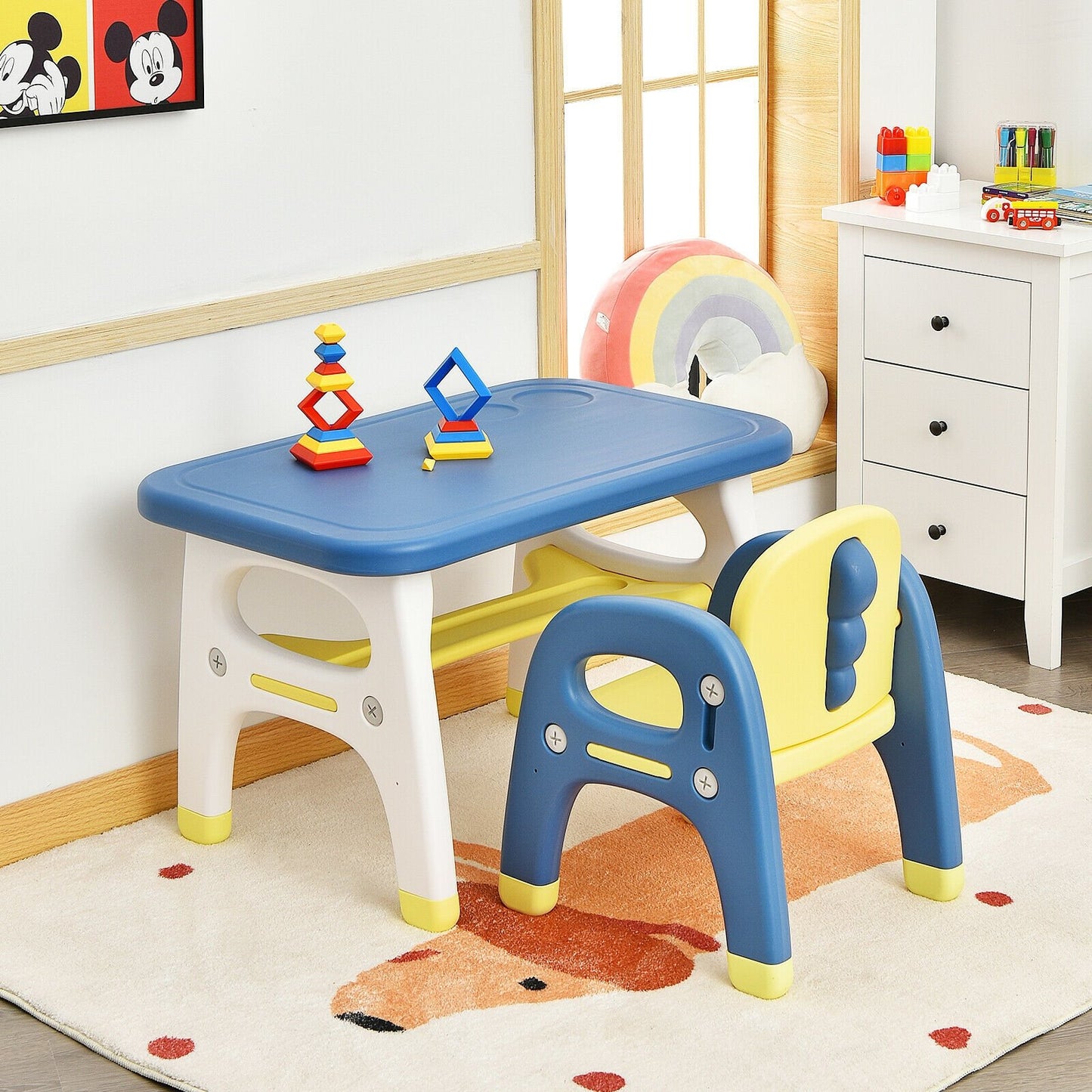 Kids Activity Table and Chair Set with Montessori Toys for Preschool and Kindergarten, Blue at Gallery Canada