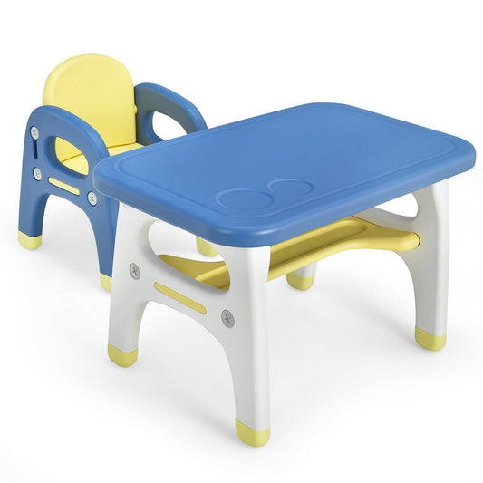 Kids Activity Table and Chair Set with Montessori Toys for Preschool and Kindergarten, Blue