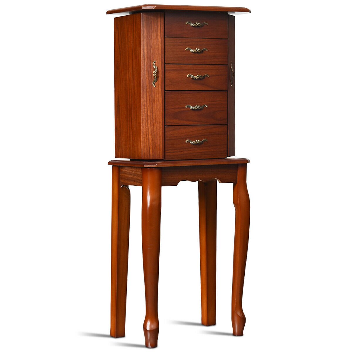 Large Storage Capacity Jewelry Cabinet with 5 Drawers, Brown at Gallery Canada