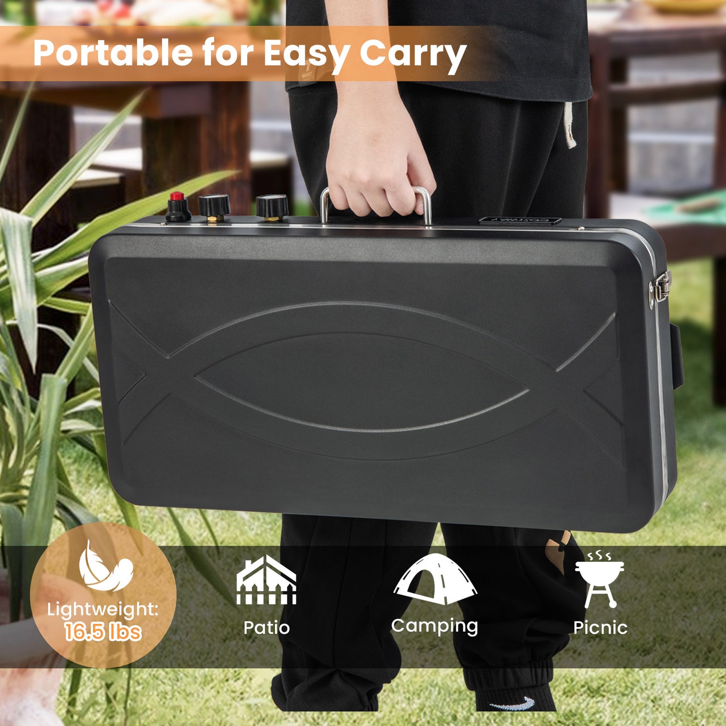 2-In-1 Gas Camping Grill And Stove With Detachable Legs, Black Outdoor Grills at Gallery Canada