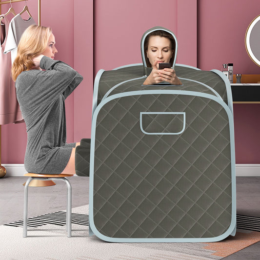 800W Portable Steam Sauna Tent, 2 Person, 3L Steamer, Gray Spa & Salon Gray at Gallery Canada