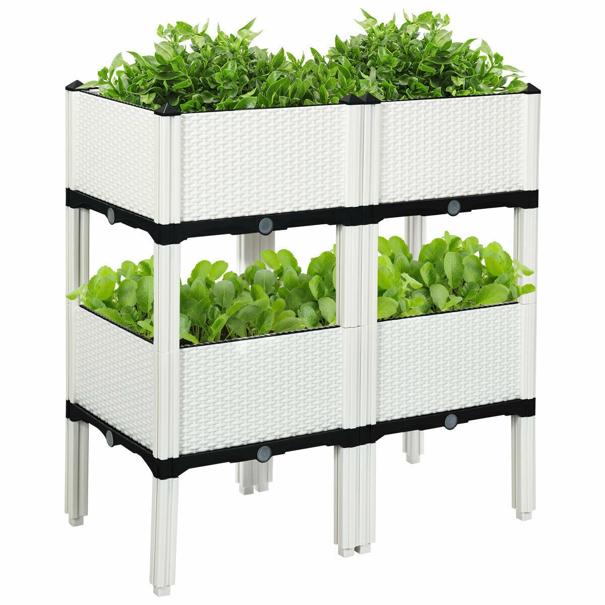 Set Of 4 Elevated Flower Vegetable Herb Grow Planter Box, White Raised Garden Beds at Gallery Canada
