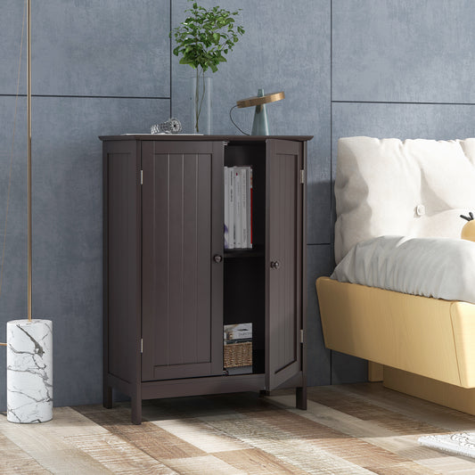 Bathroom Floor Storage Cabinet, Double Door, Brown Floor Cabinets Brown at Gallery Canada