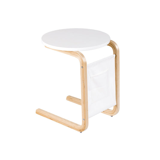 Bentwood Sofa Side Table with Square Tabletop and Storage Bag, White at Gallery Canada