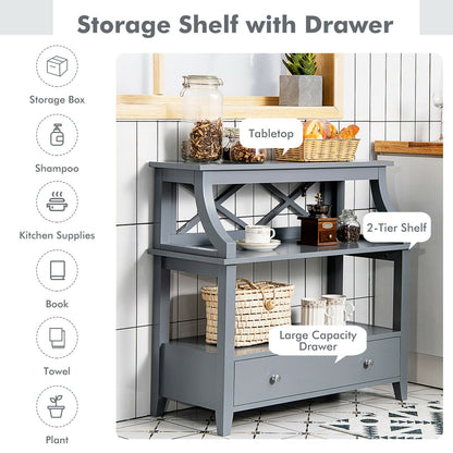 3-Tier Storage Rack End table Side Table with Slide Drawer, Gray at Gallery Canada