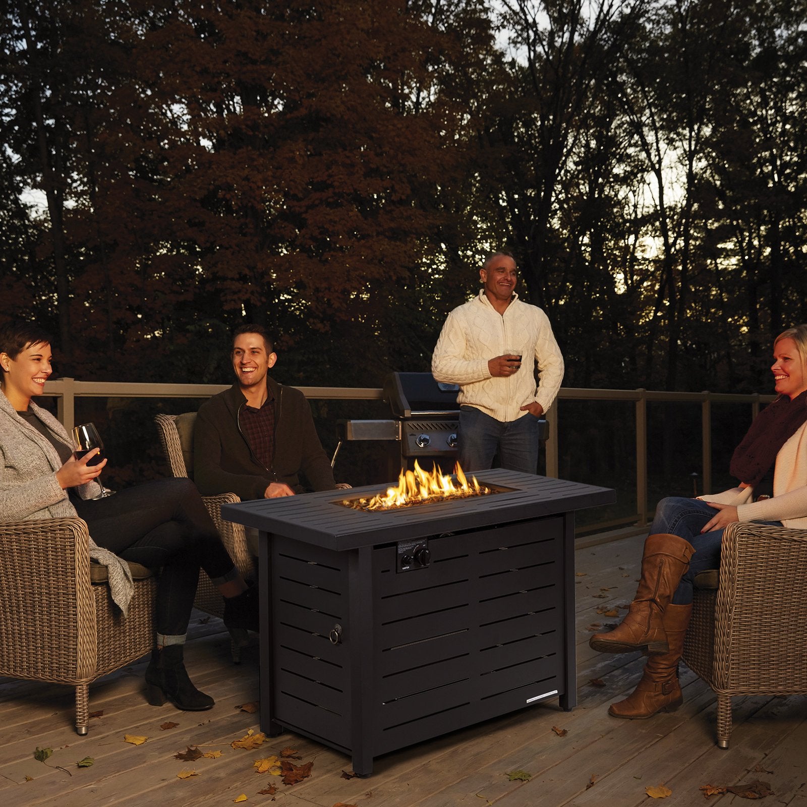 42 Inch 60 000 BTU Rectangular Propane Fire Pit Table with Waterproof Cover at Gallery Canada