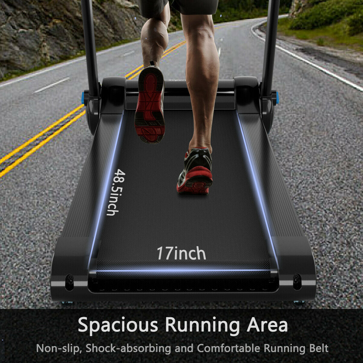 2.25HP Folding Treadmill, Running Machine, Black Treadmills at Gallery Canada