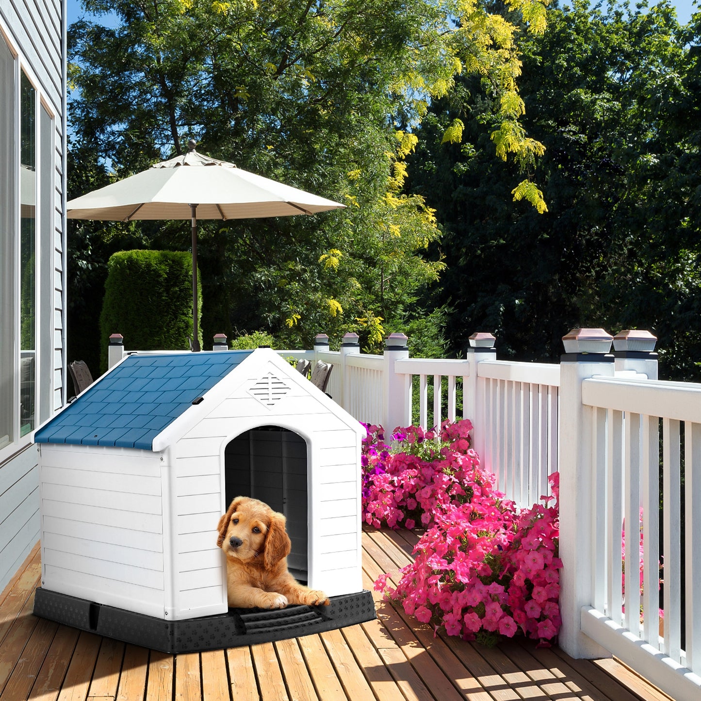 Plastic Waterproof Ventilated Pet Puppy House, Blue Dog Kennels at Gallery Canada