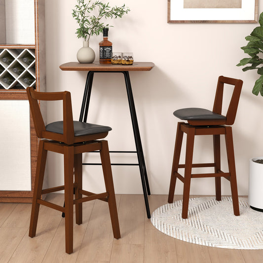 Swivel Upholstered PU Leather Stool, 30.5 inches, Brown Bar Stools Brown at Gallery Canada