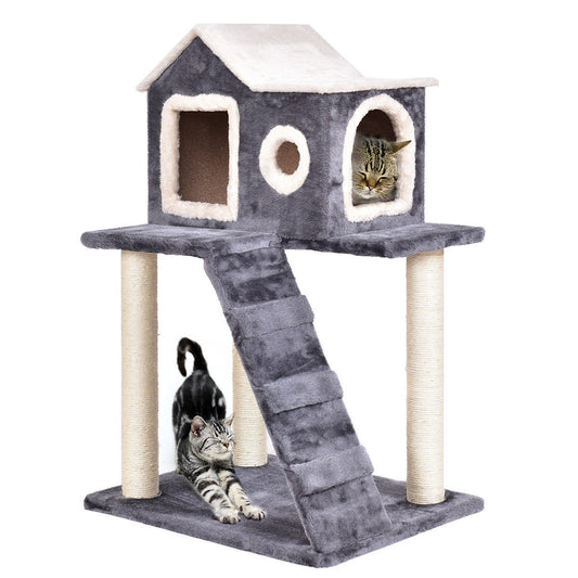 36 Inch Tower Condo Scratching Posts Ladder Cat Tree, Dark Gray at Gallery Canada