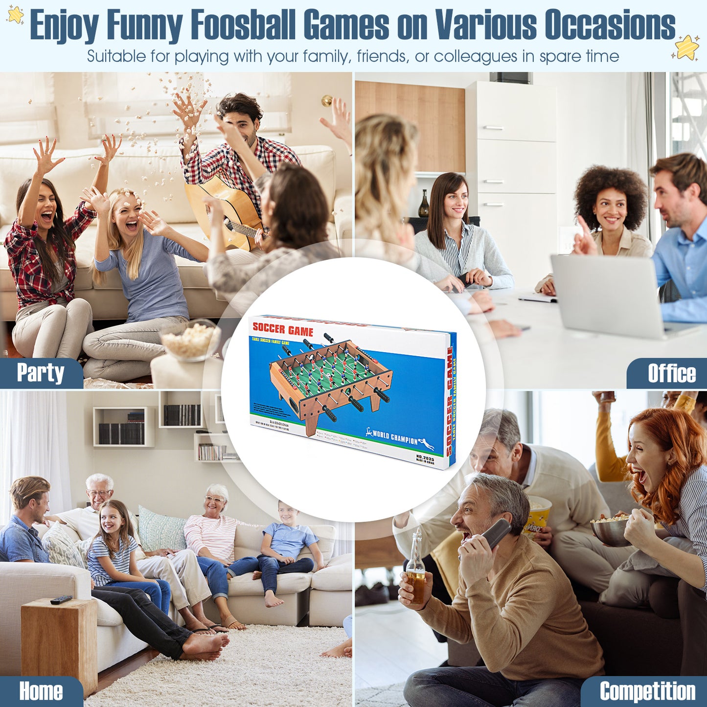 27 Inch Indoor Competition Foosball Table, Brown Game Room at Gallery Canada