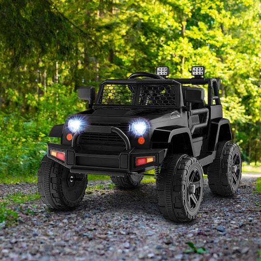 12V Kids Ride On Truck, Remote Control, Headlights, Black Powered Ride On Toys Black at Gallery Canada