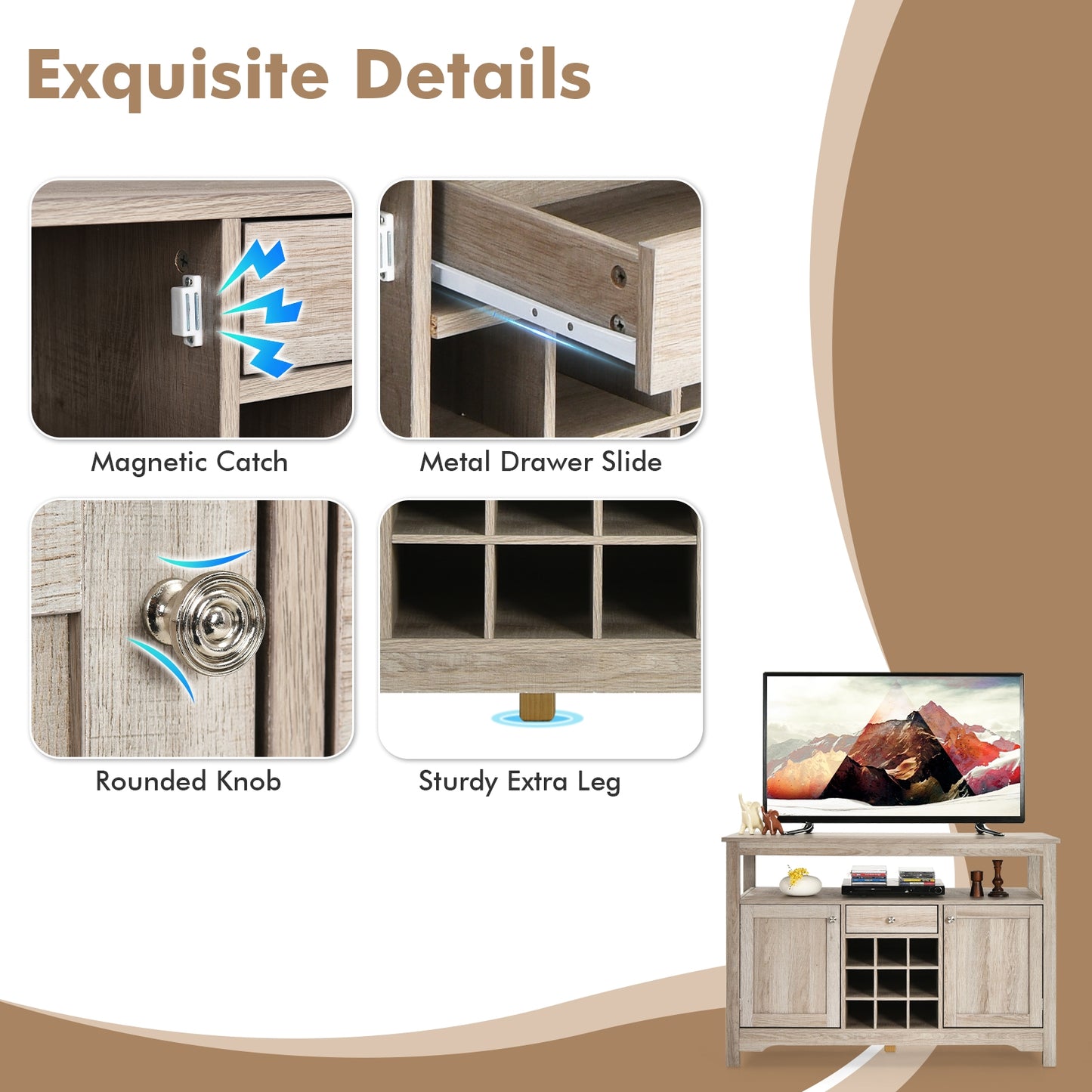 Buffet Server Sideboard Wine Cabinet Console, Gray Sideboards Cabinets & Buffets at Gallery Canada