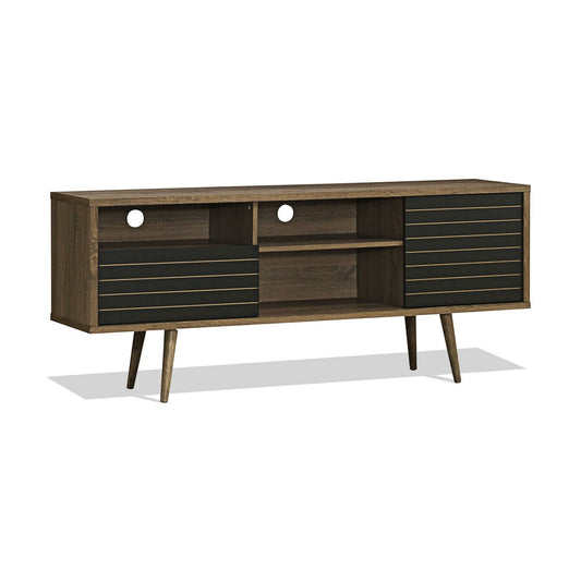 Mid-Century Modern TV Stand for TVs up to 65 Inch with Storage Shelves, Walnut at Gallery Canada