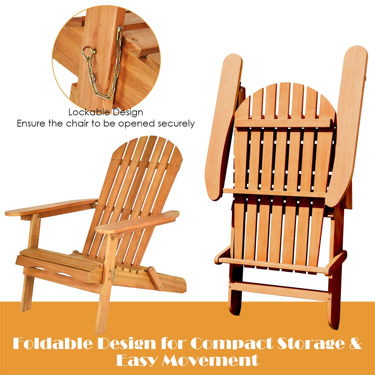 3 Piece Adirondack Chair Set, Widened Armrest, Natural Patio Conversation Sets at Gallery Canada