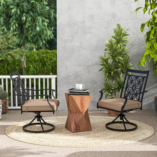 2 Patio Swivel Dining Chairs, Blossom Pattern, Black Patio Dining Chairs Black at Gallery Canada