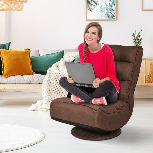 5-Position Folding Floor Gaming Chair, Rustic Brown Floor Chairs Rustic Brown at Gallery Canada