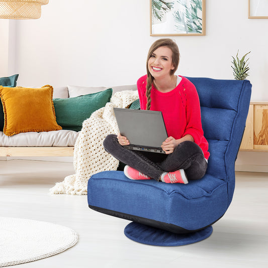 5-Position Folding Floor Gaming Chair, Navy Floor Chairs Navy at Gallery Canada