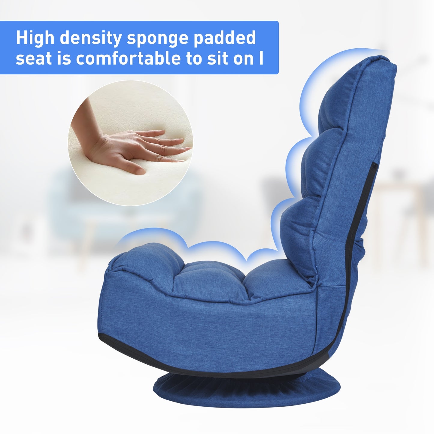 5-Position Folding Floor Gaming Chair, Navy Floor Chairs at Gallery Canada