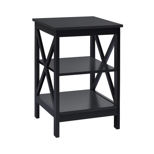 3-Tier X-Design Nightstands with Storage Shelves for Living Room Bedroom, Black at Gallery Canada