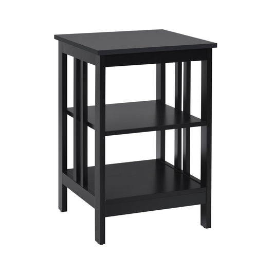 Set of 2 Multifunctional 3-Tier Nightstand Sofa Side Table with Reinforced Bars and Stable Structure, Black at Gallery Canada