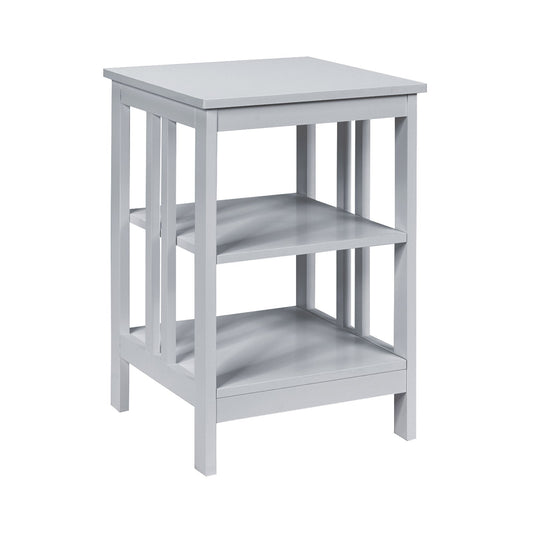 Set of 2 Multifunctional 3-Tier Nightstand Sofa Side Table with Reinforced Bars and Stable Structure, Gray at Gallery Canada