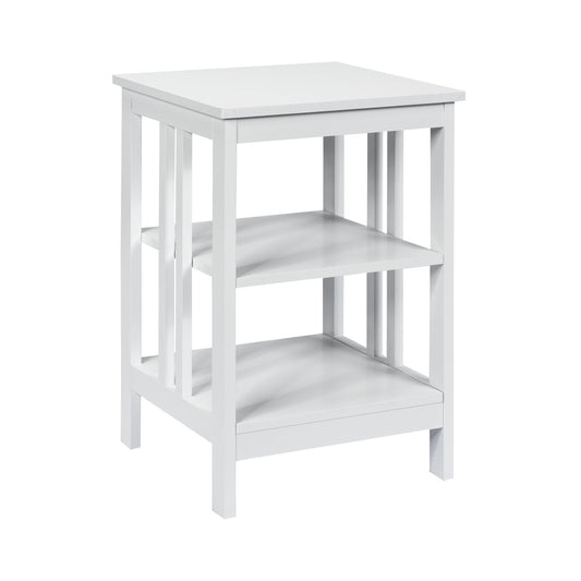 Set of 2 Multifunctional 3-Tier Nightstand Sofa Side Table with Reinforced Bars and Stable Structure, White at Gallery Canada