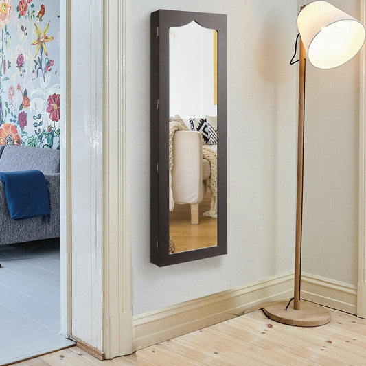 5 LED Lockable Mirror Jewelry Cabinet, 6 Drawers, Brown Jewelry Armoires Brown at Gallery Canada