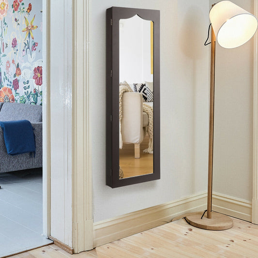 5 LED Lockable Mirror Jewelry Cabinet, 6 Drawers, Brown Jewelry Armoires Brown at Gallery Canada