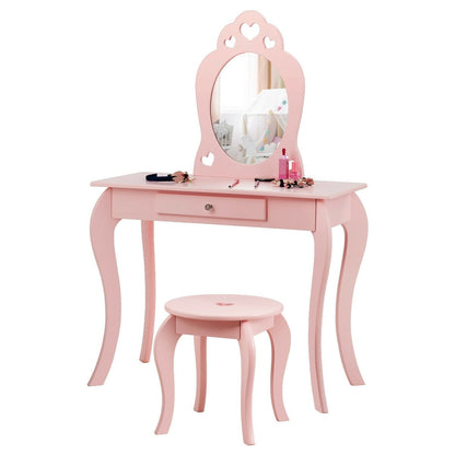 Kids Princess Makeup Dressing Play Table Set with Mirror , Pink at Gallery Canada