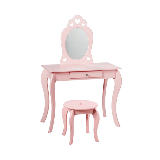 Kids Princess Makeup Dressing Play Table Set with Mirror , Pink