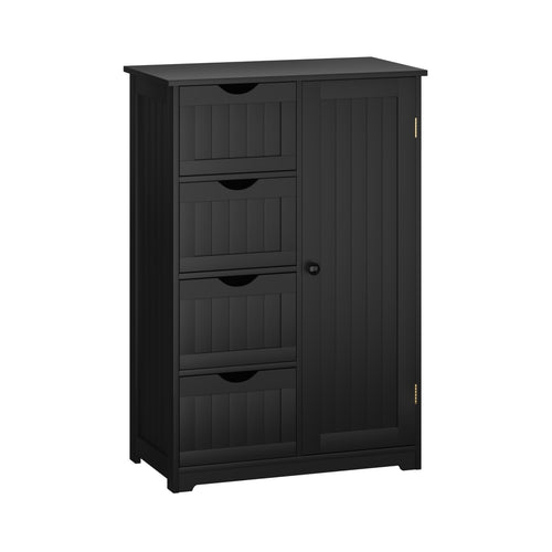 Standing Indoor Wooden Cabinet with 4 Drawers, Black
